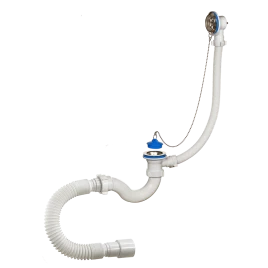 Сифон для ванны ORIO 1 1/2"х40, «S» тип, с переливом и гибкой трубой 40-40/50